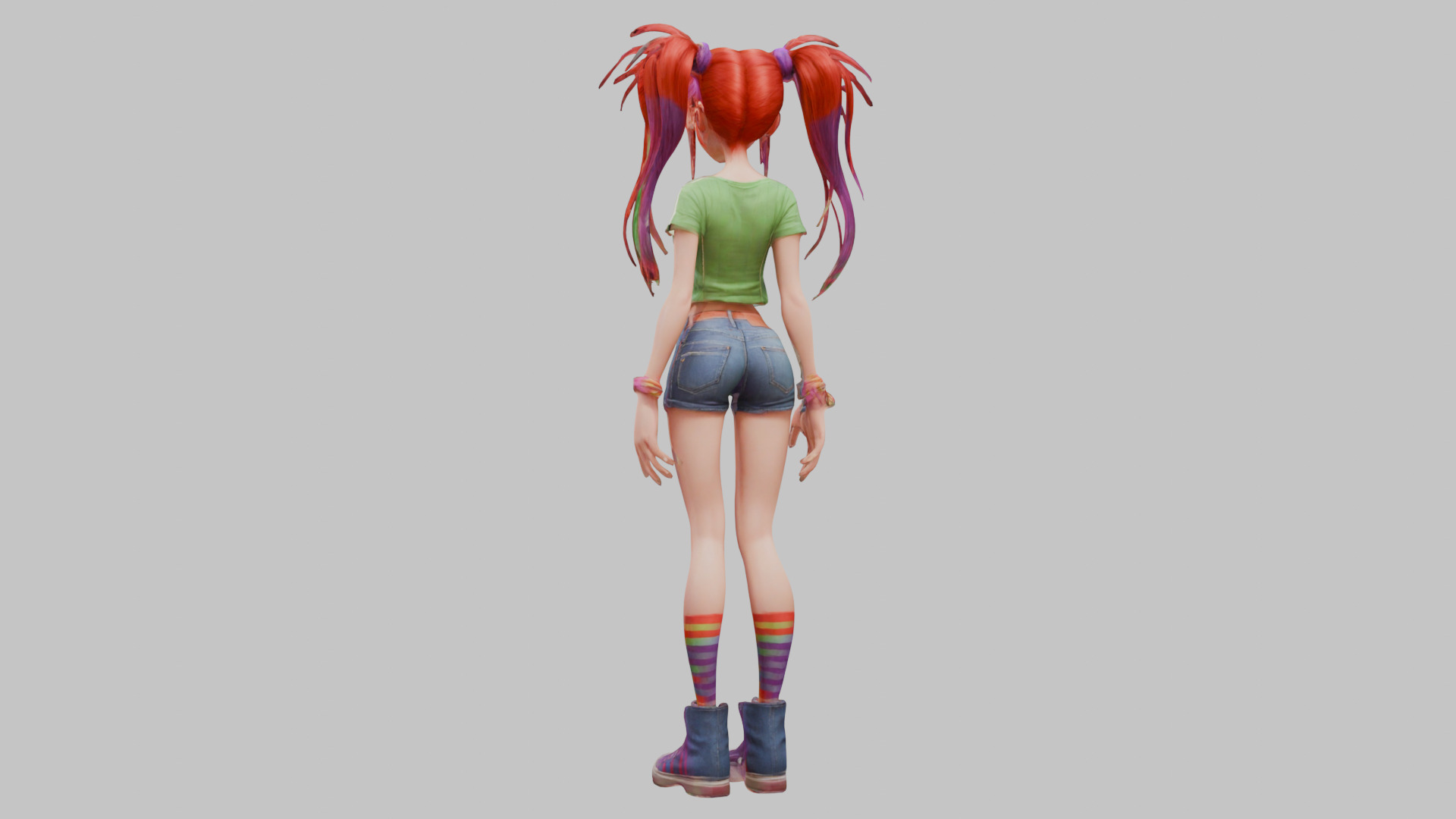 Female Full Body Game Character Model Low-poly 3D model_1