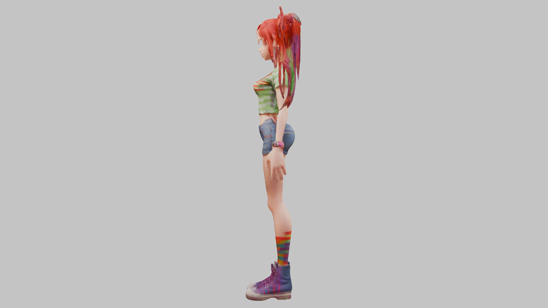 Female Full Body Game Character Model Low-poly 3D model_4
