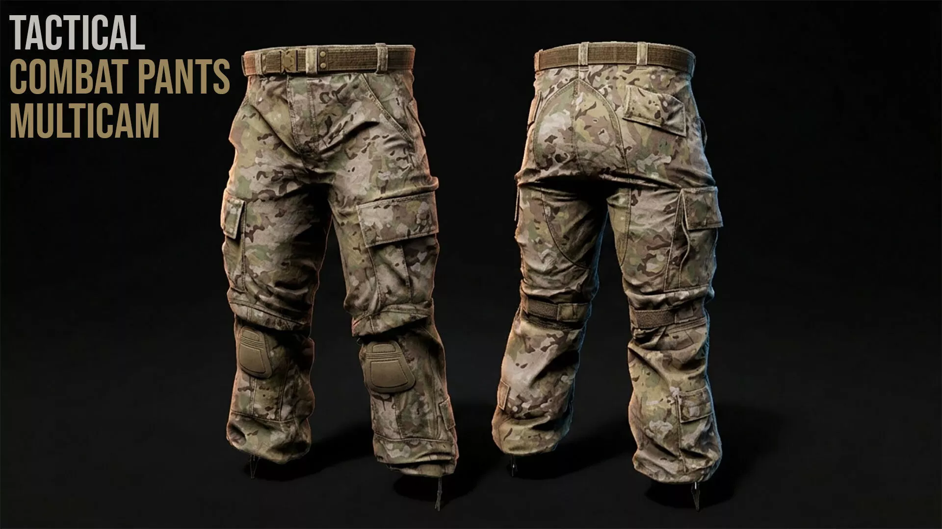 Tactical Combat Pants Multicam Low-poly 3D model