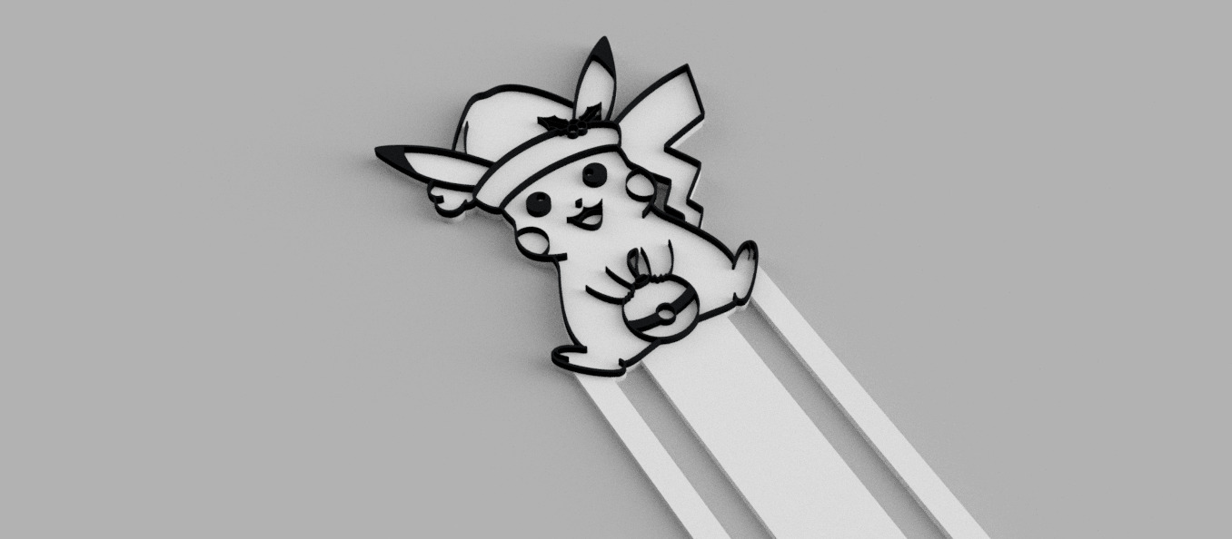 Pikachu with Christmas Hat Santa Claus Bookmark 3D print model_1
