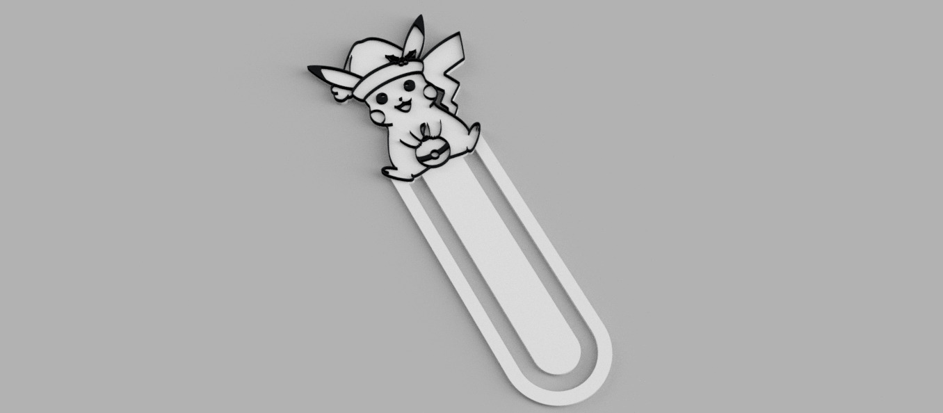 Pikachu with Christmas Hat Santa Claus Bookmark 3D print model_2