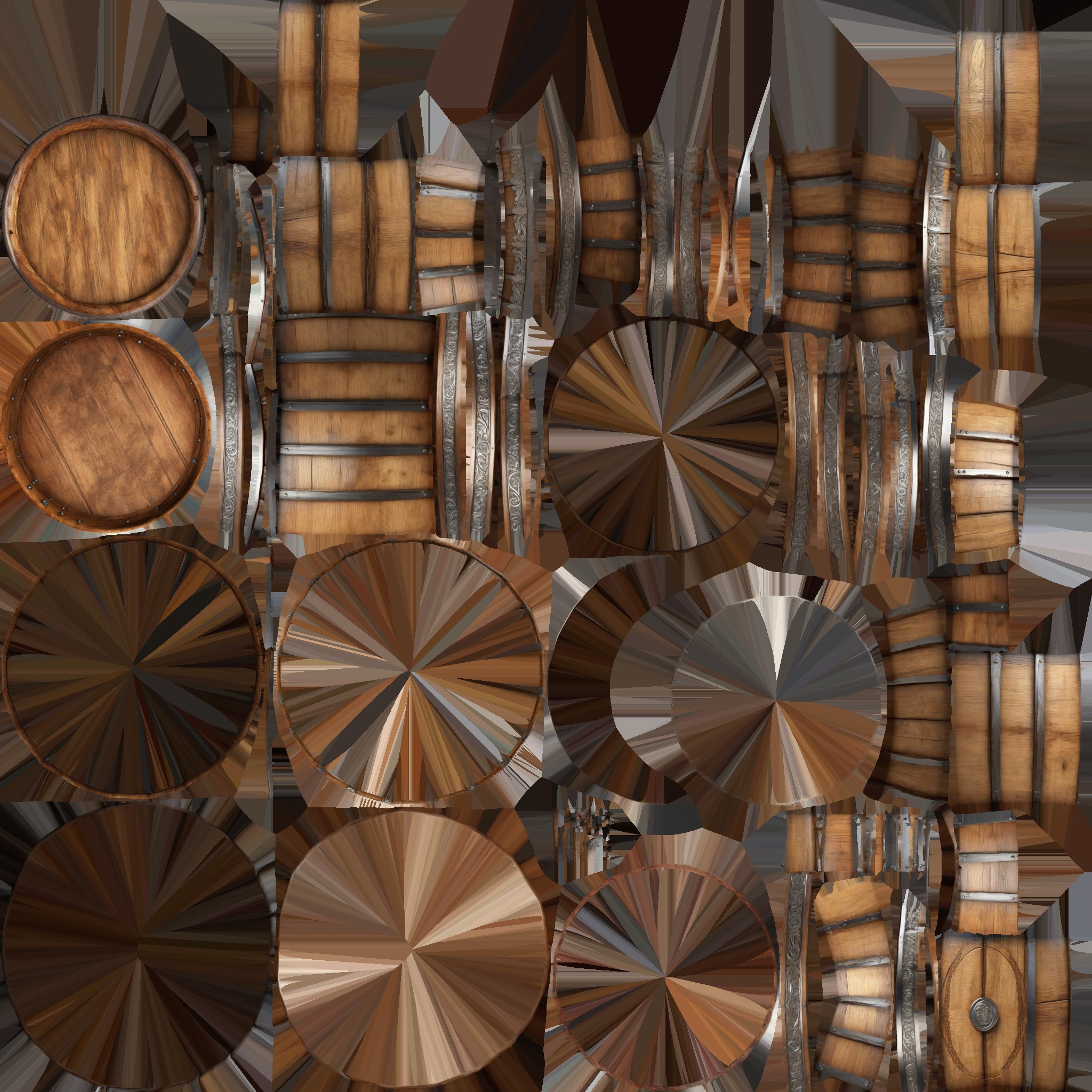 Wooden Barrel 3D Model Low-poly 3D model_16