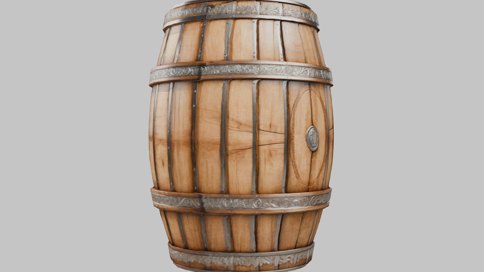 Wooden Barrel 3D Model Low-poly 3D model_9