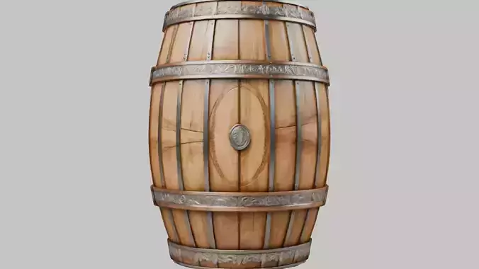 Wooden Barrel 3D Model