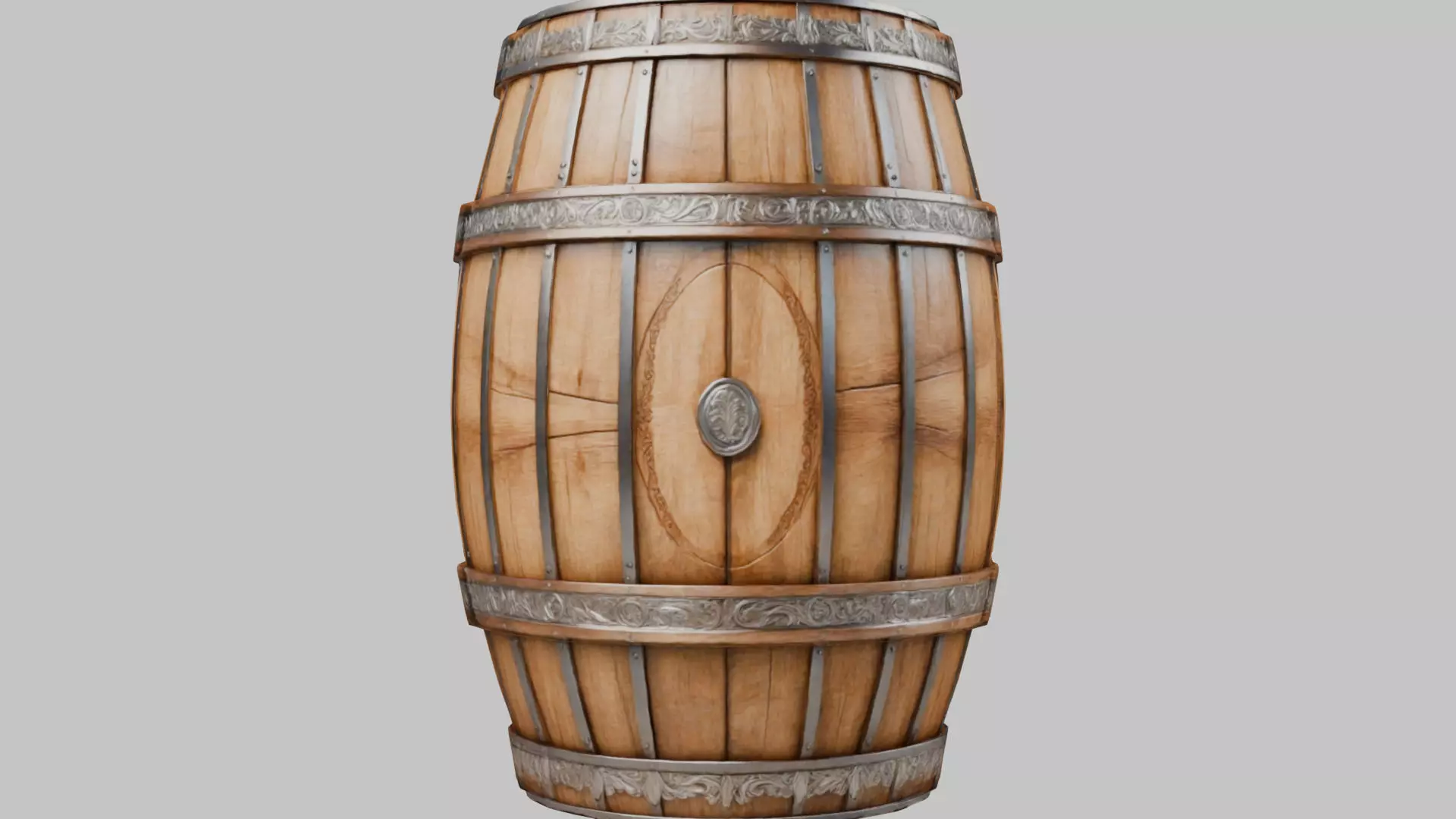 Wooden Barrel 3D Model Low-poly 3D model_0