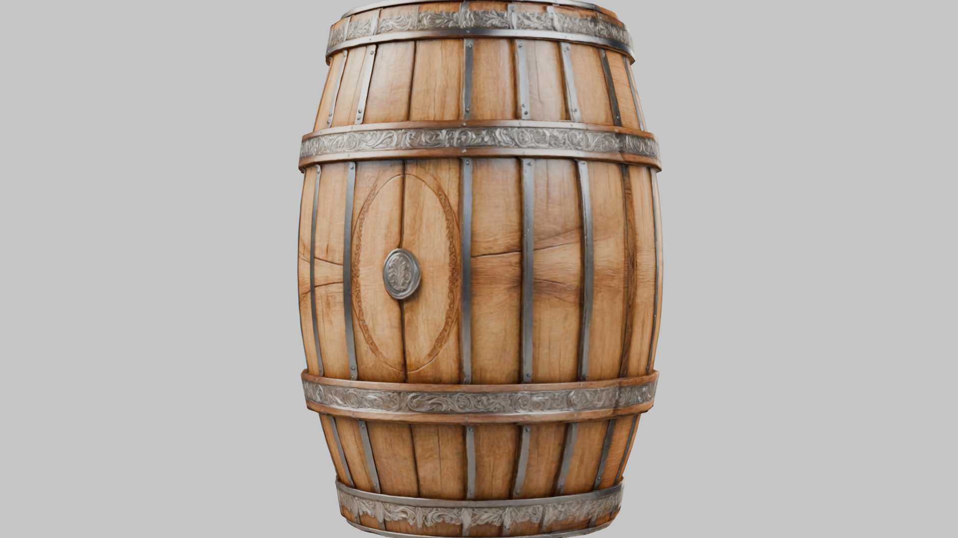 Wooden Barrel 3D Model Low-poly 3D model_7