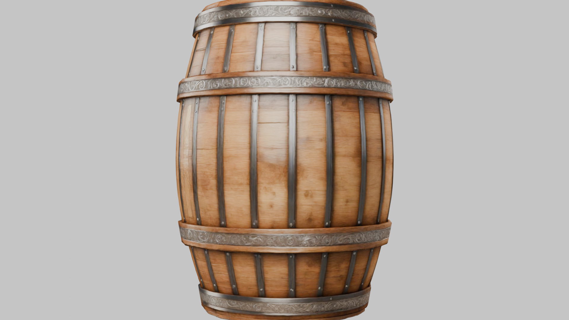 Wooden Barrel 3D Model Low-poly 3D model_1