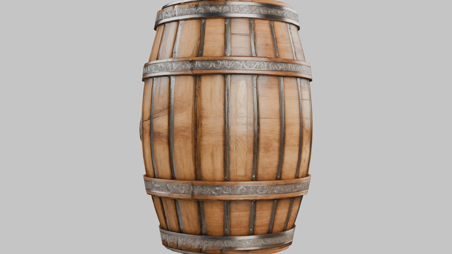 Wooden Barrel 3D Model Low-poly 3D model_4