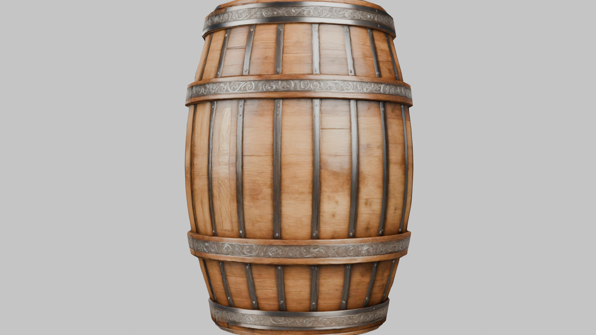 Wooden Barrel 3D Model Low-poly 3D model_2