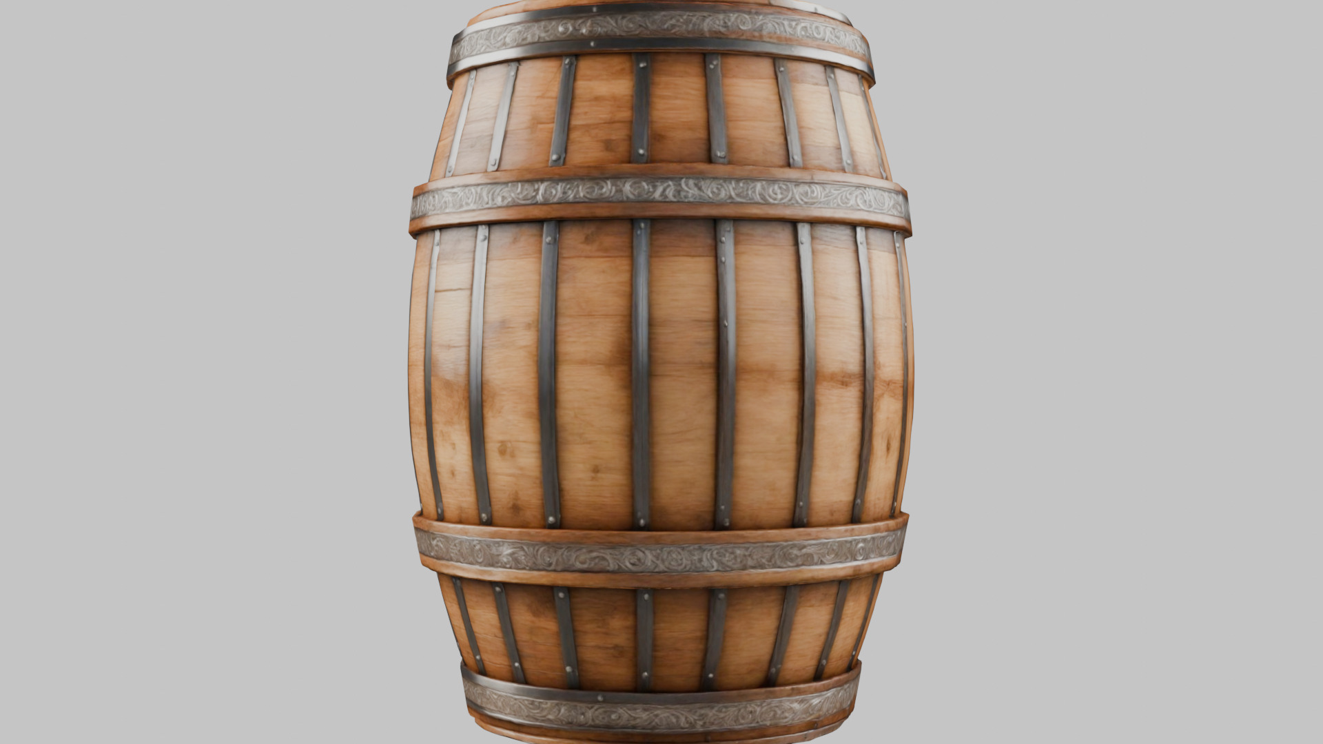 Wooden Barrel 3D Model Low-poly 3D model_14