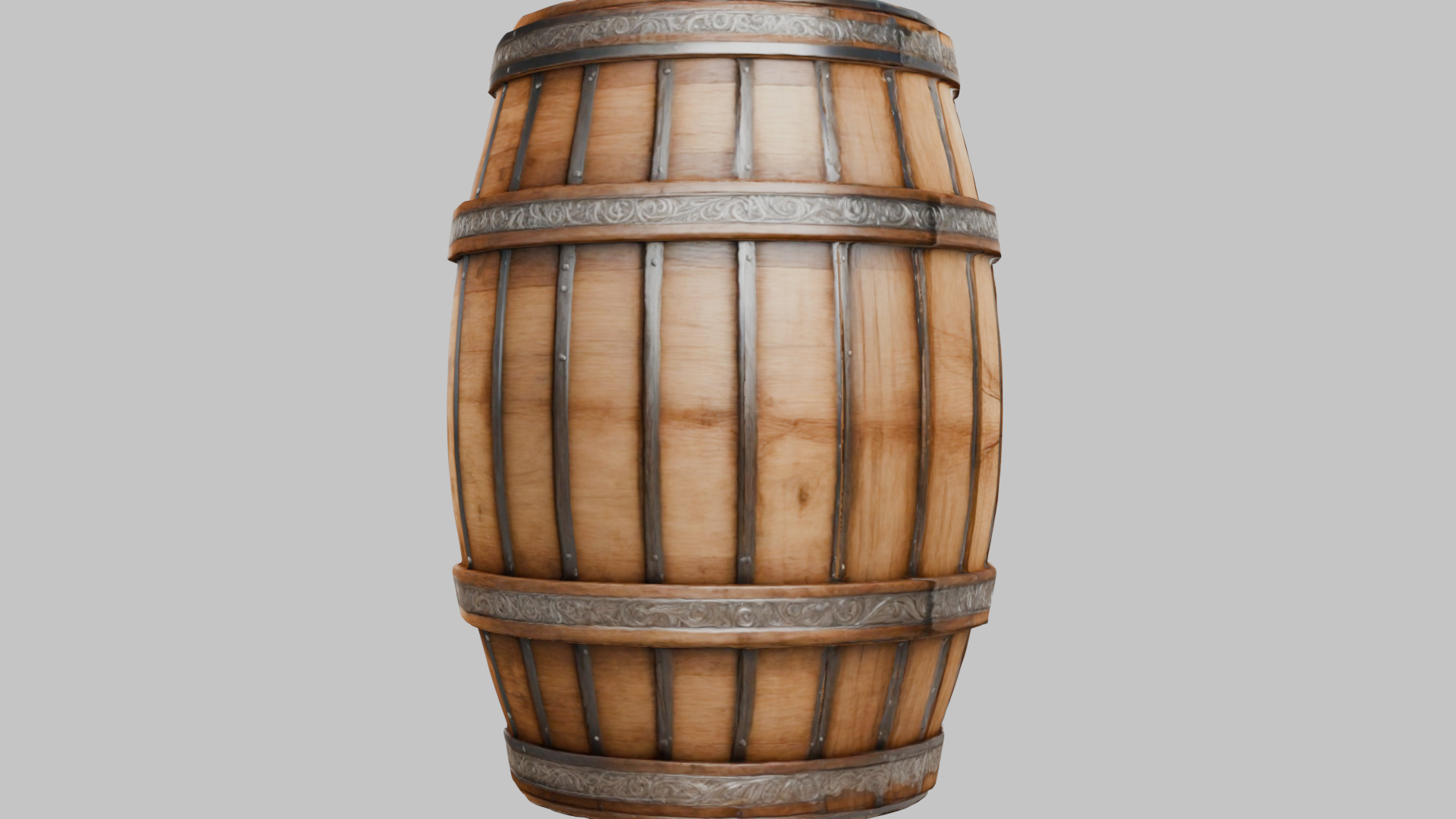 Wooden Barrel 3D Model Low-poly 3D model_12