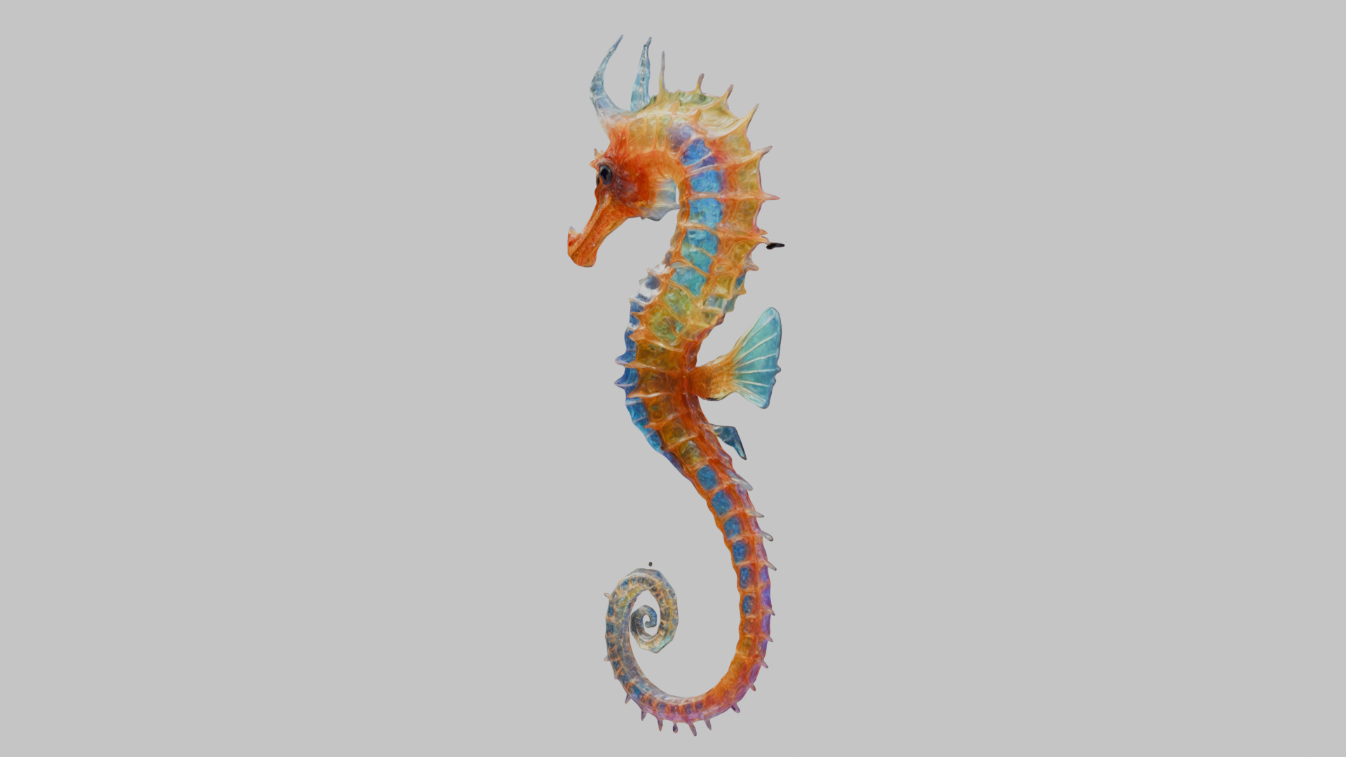 Fantasy Seahorse Low-poly 3D model_6