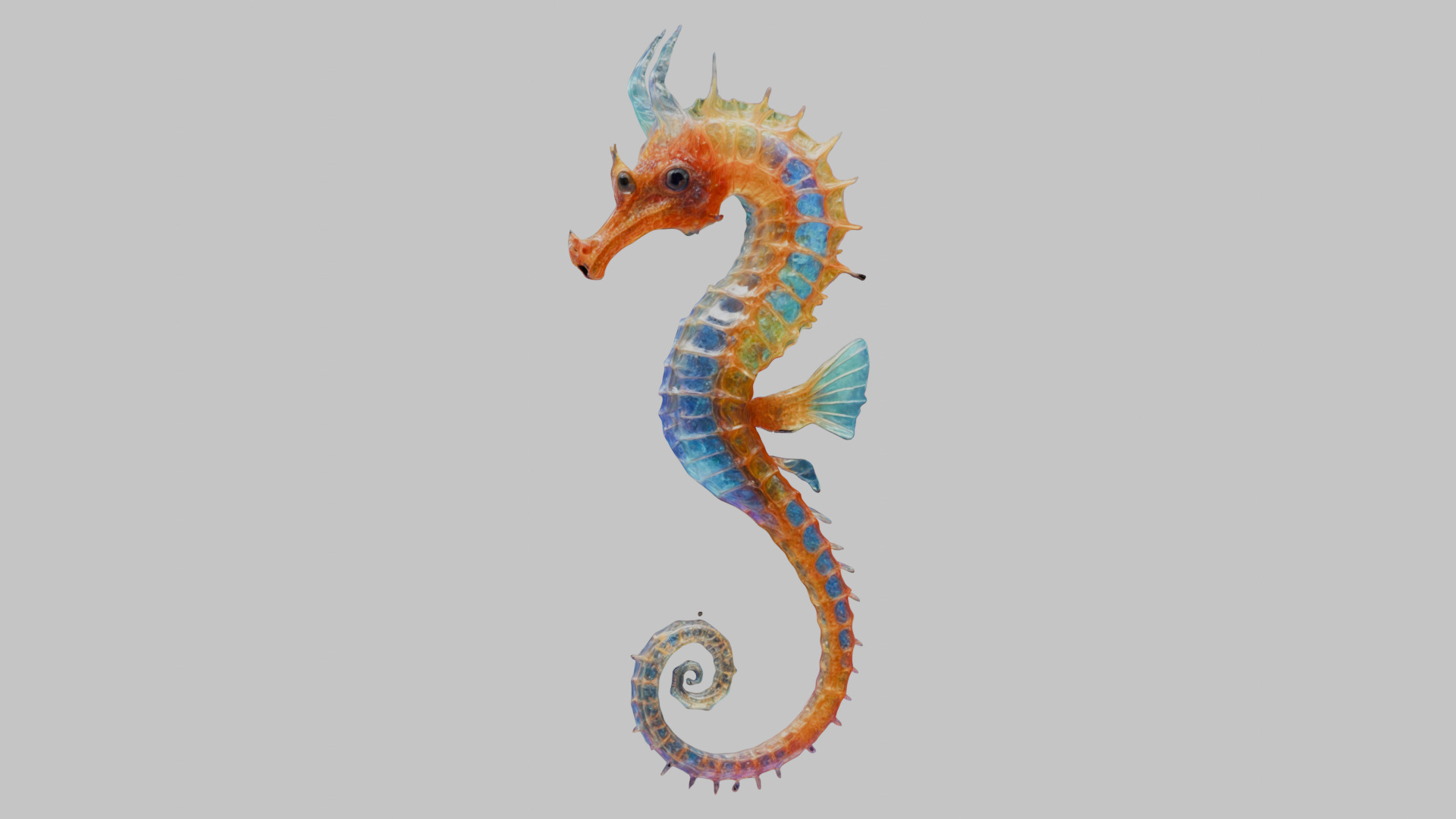 Fantasy Seahorse Low-poly 3D model_8