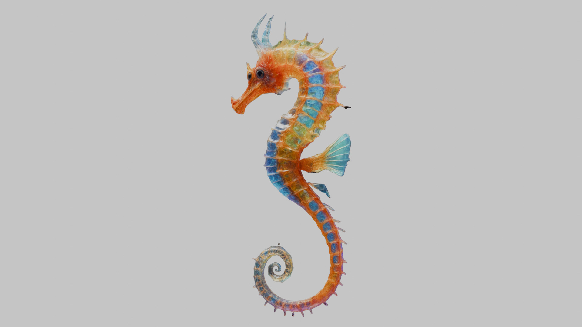 Fantasy Seahorse Low-poly 3D model_7