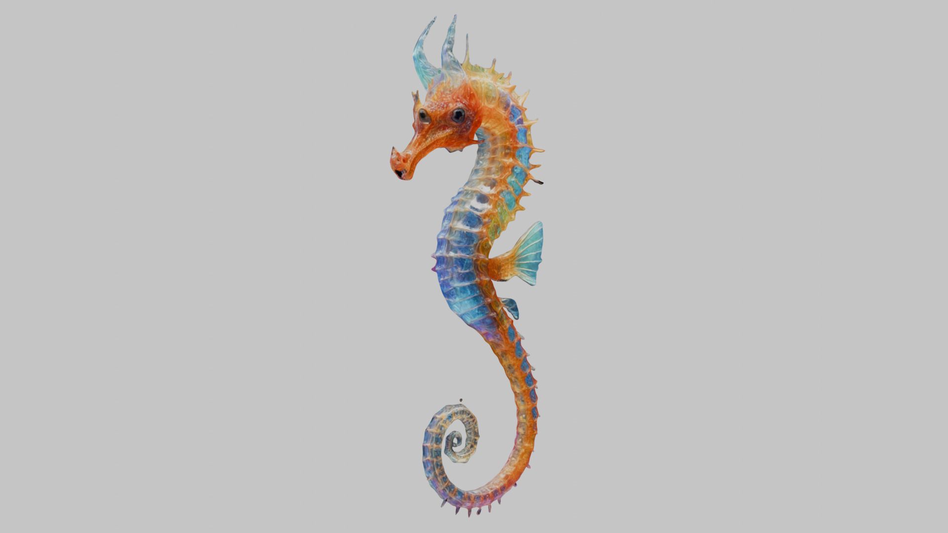 Fantasy Seahorse Low-poly 3D model_9