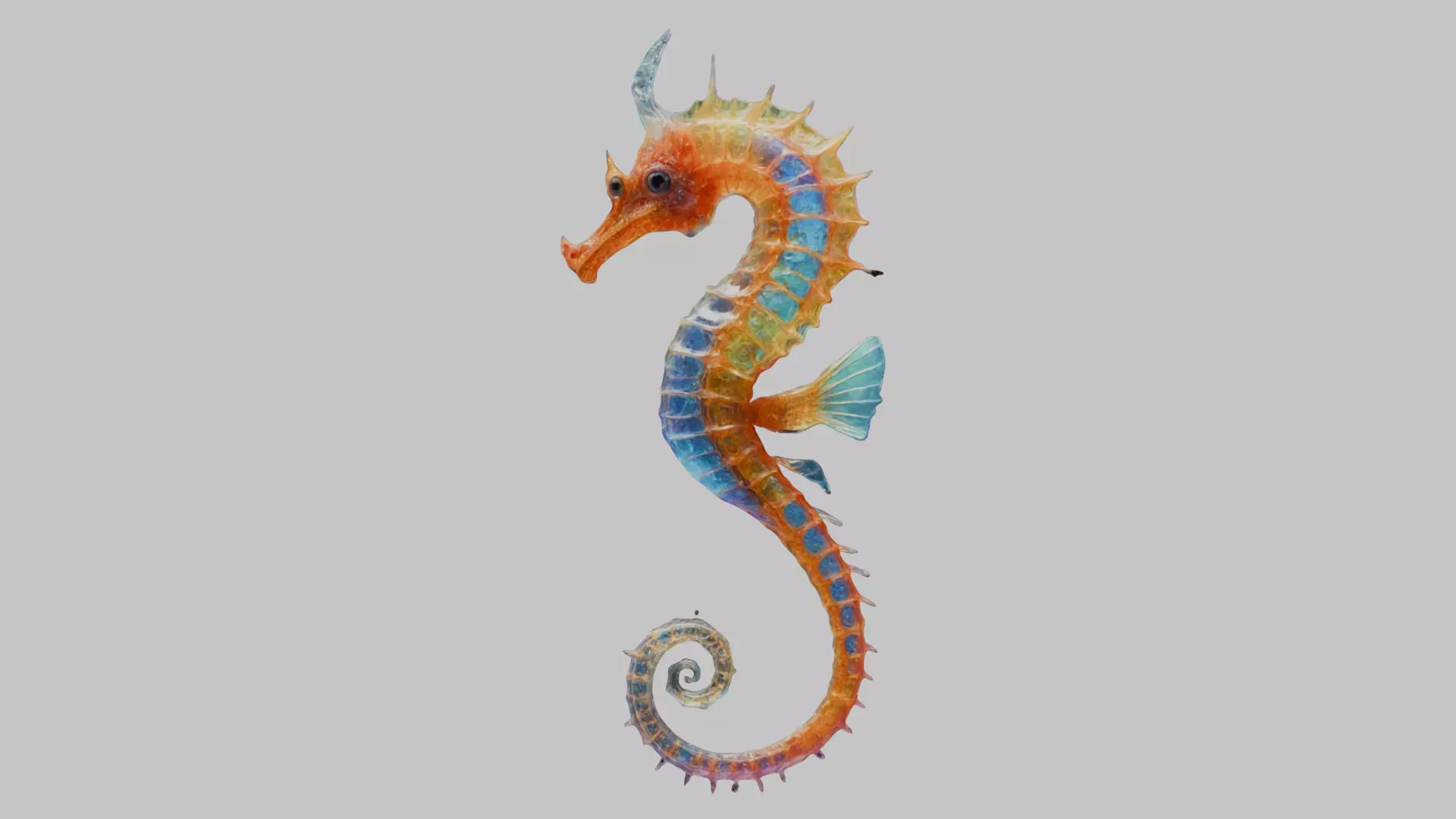 Fantasy Seahorse Low-poly 3D model_0