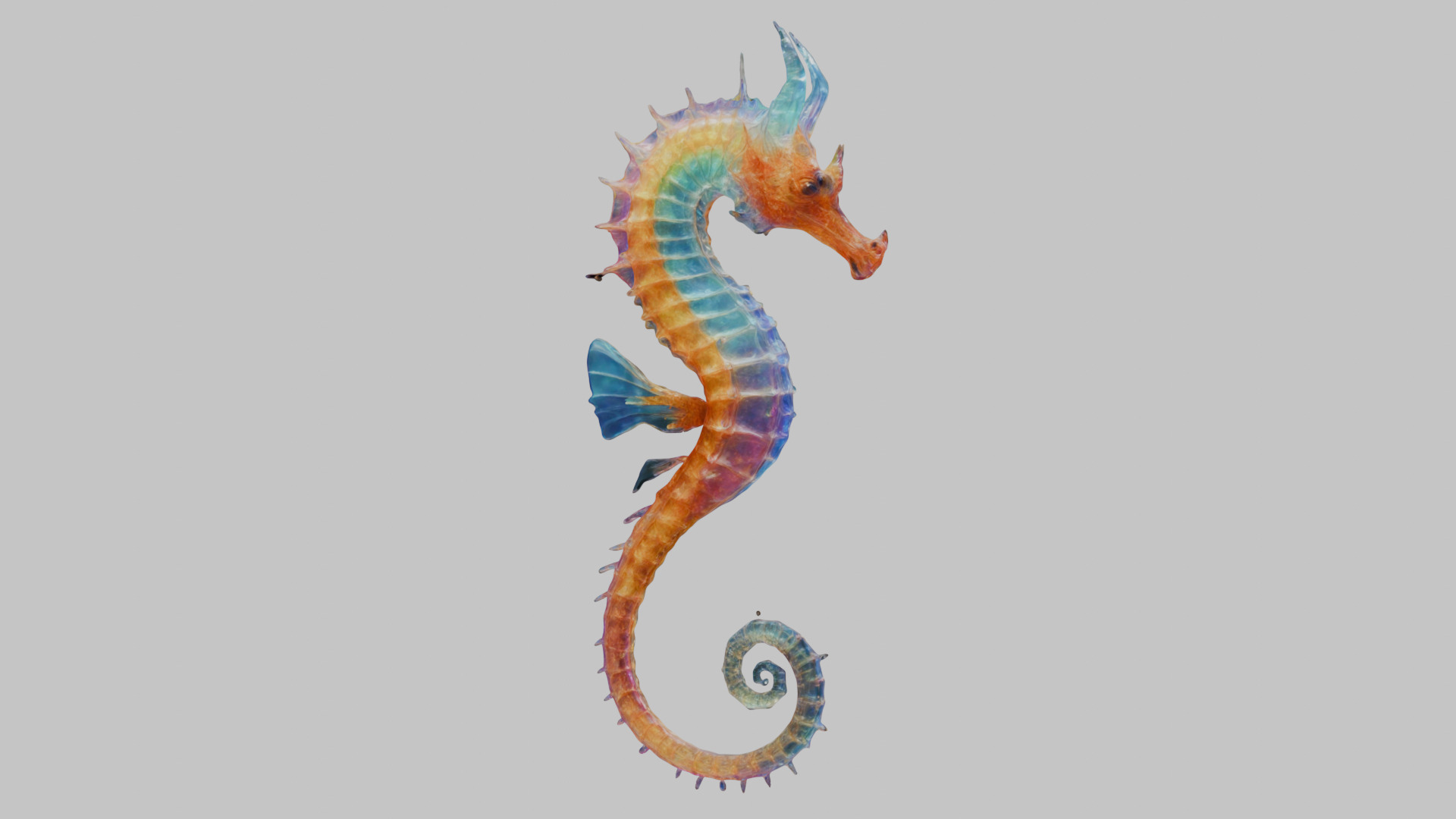 Fantasy Seahorse Low-poly 3D model_14