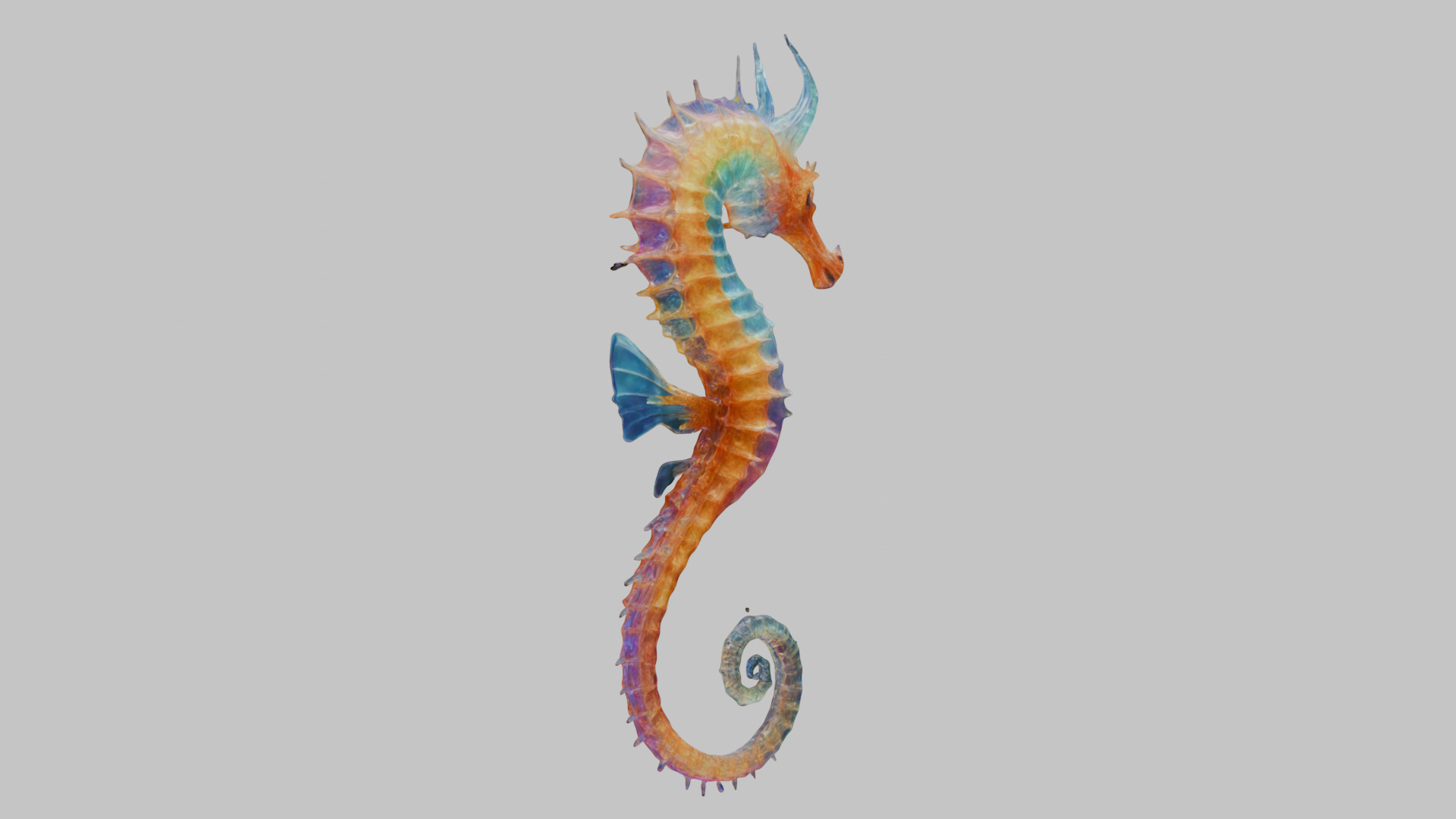 Fantasy Seahorse Low-poly 3D model_2