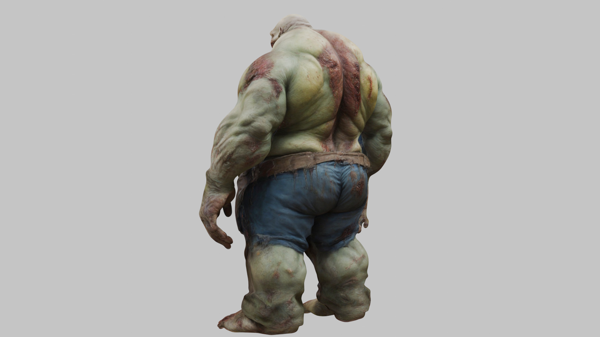 A massive muscular rotten zombie Low-poly 3D model_2