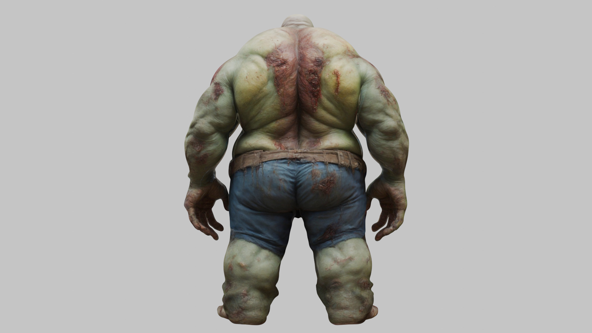 A massive muscular rotten zombie Low-poly 3D model_15