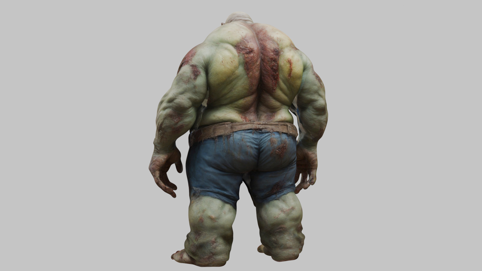 A massive muscular rotten zombie Low-poly 3D model_1