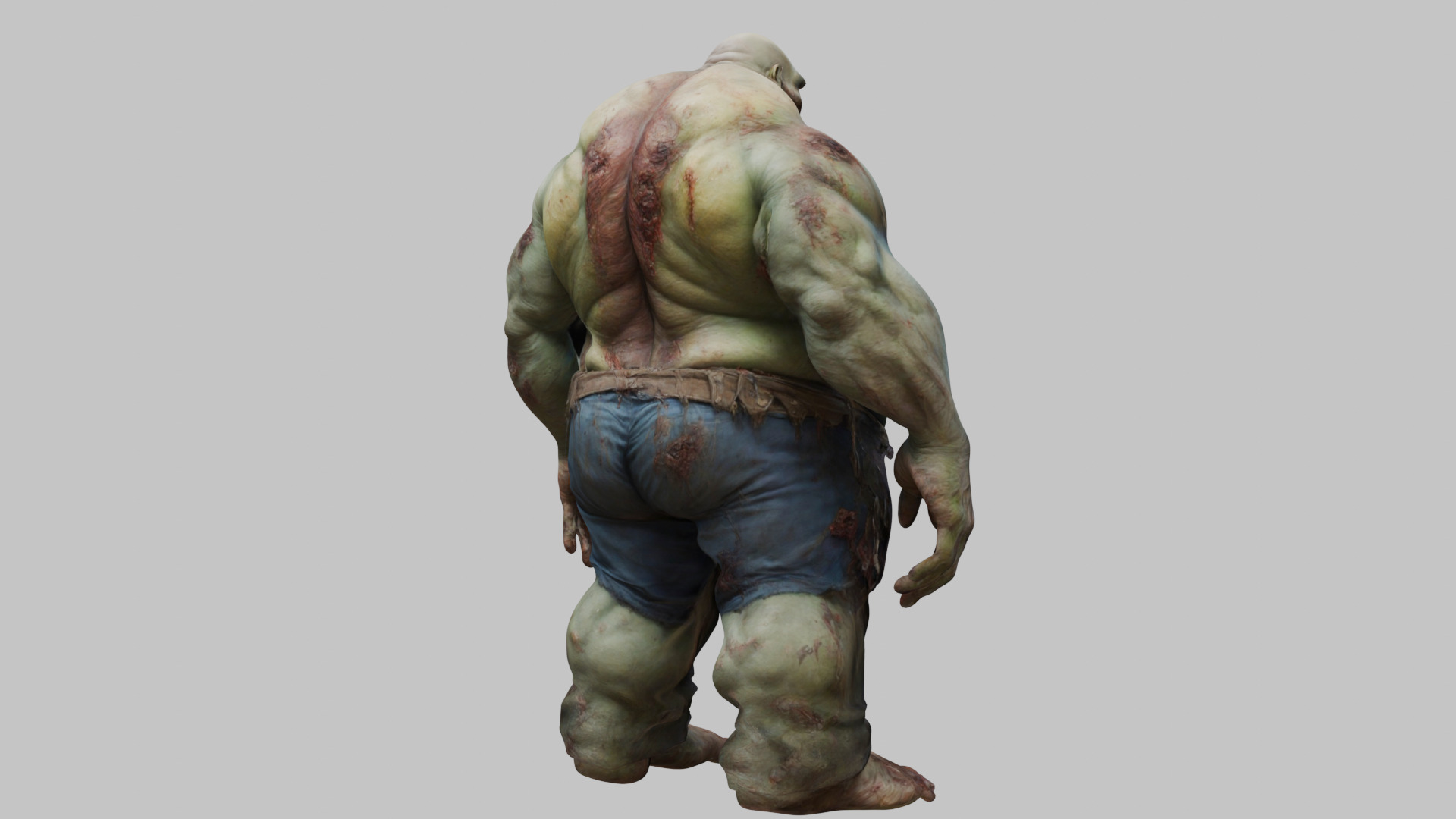 A massive muscular rotten zombie Low-poly 3D model_13