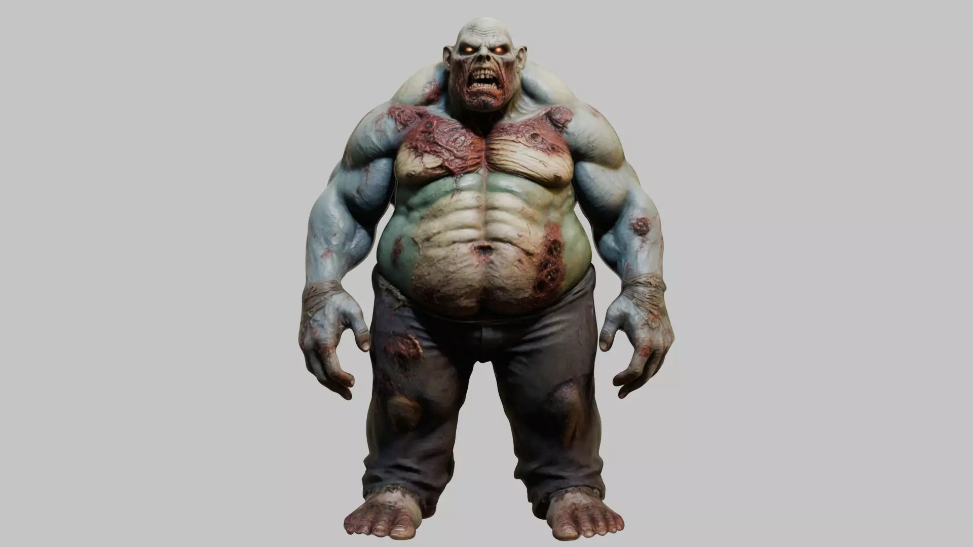 A massive muscular rotten zombie Low-poly 3D model_0