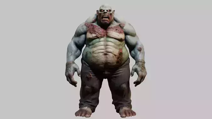 A massive muscular rotten zombie