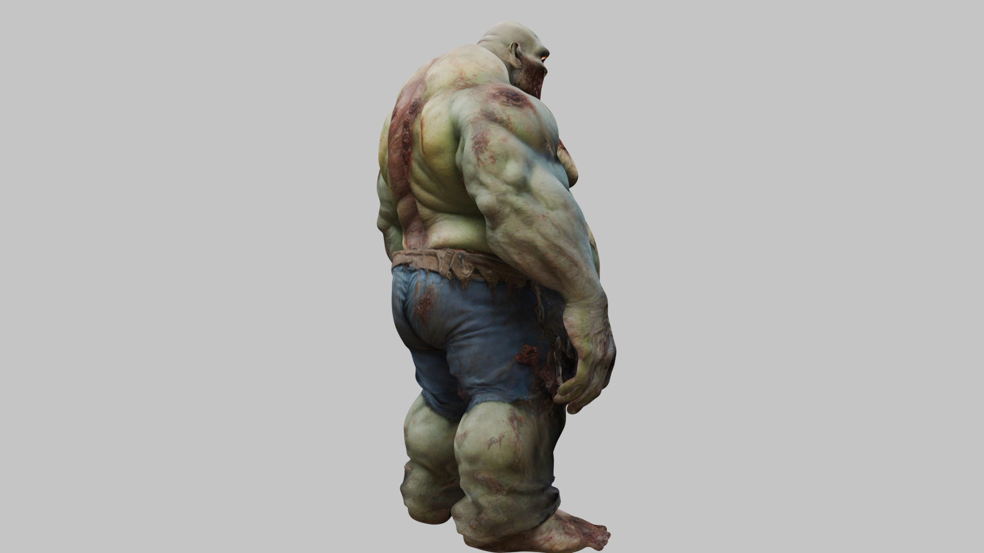A massive muscular rotten zombie Low-poly 3D model_12