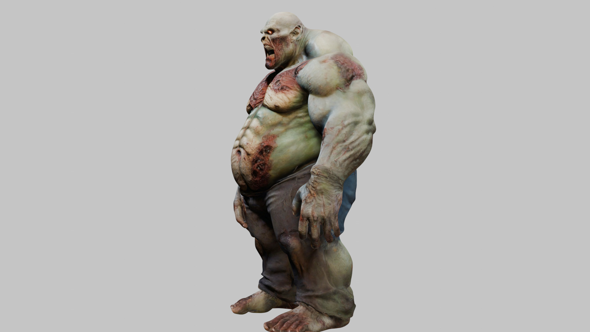 A massive muscular rotten zombie Low-poly 3D model_5