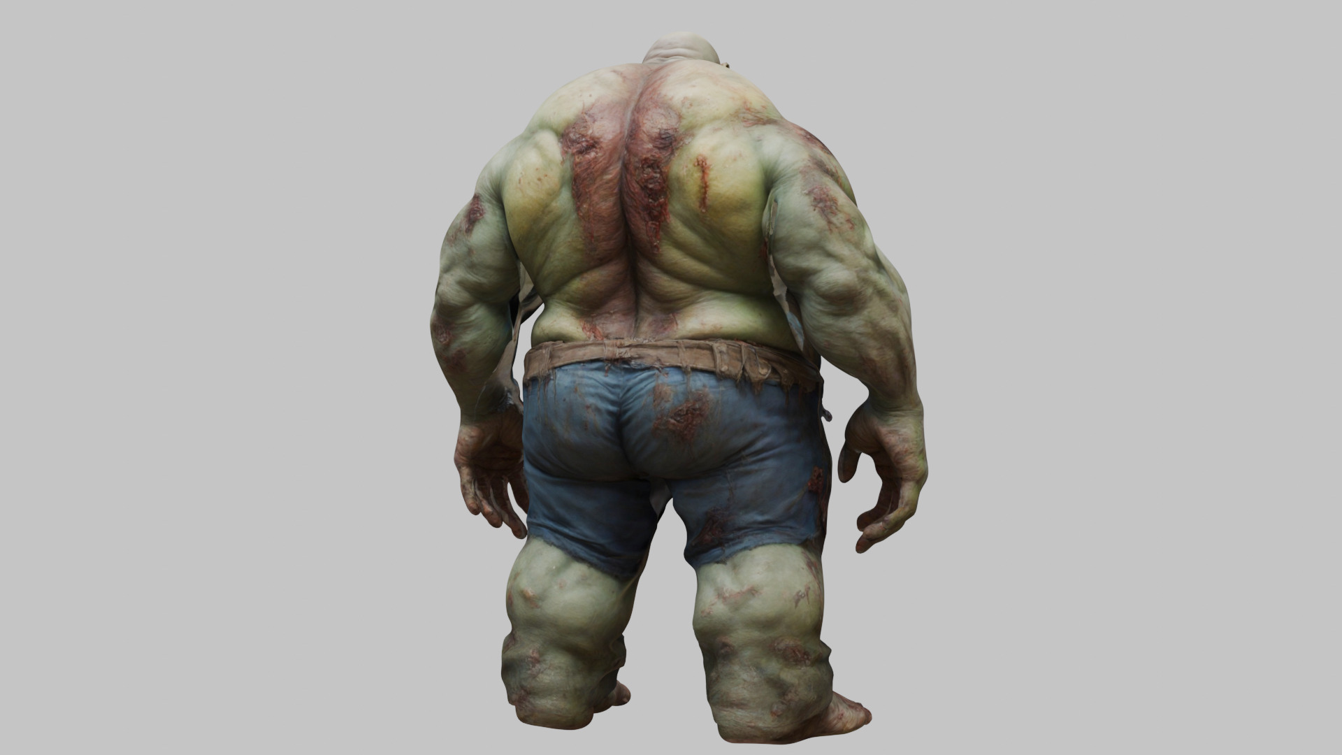 A massive muscular rotten zombie Low-poly 3D model_14
