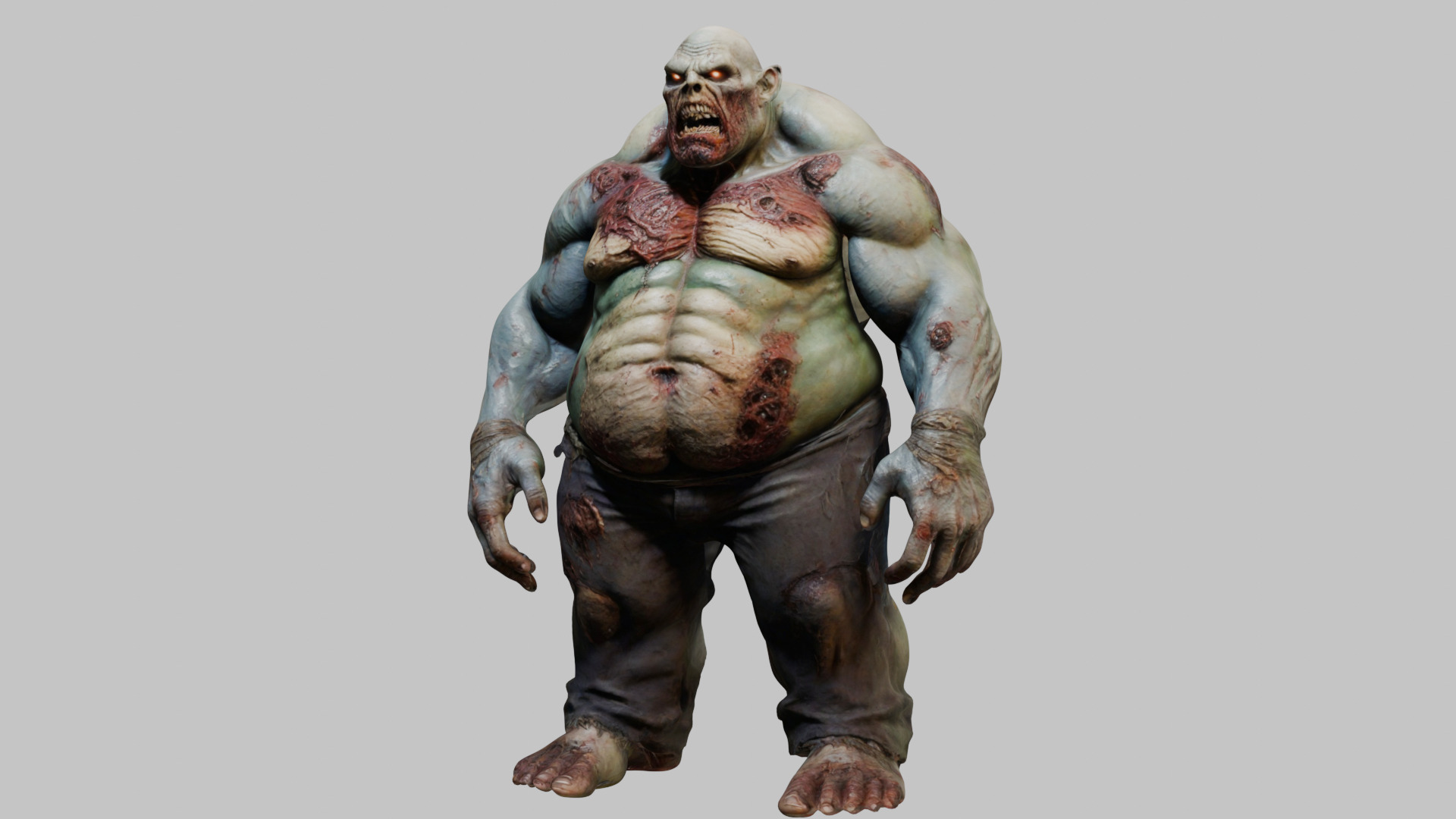 A massive muscular rotten zombie Low-poly 3D model_7