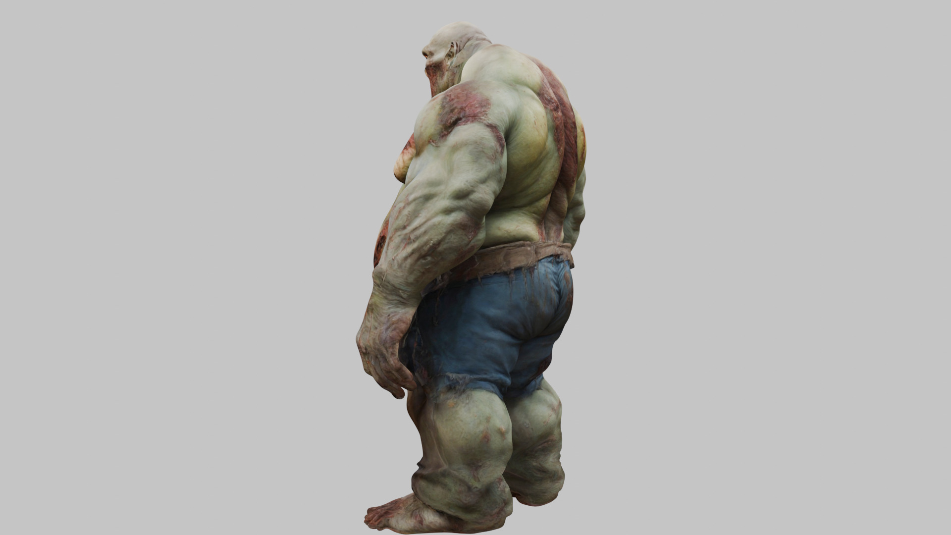 A massive muscular rotten zombie Low-poly 3D model_3