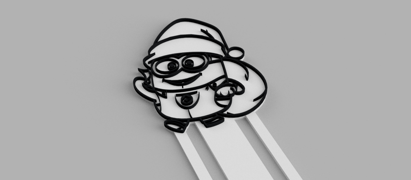 Minion with Santa Claus Hat Christmas Bookmark 3D print model_1