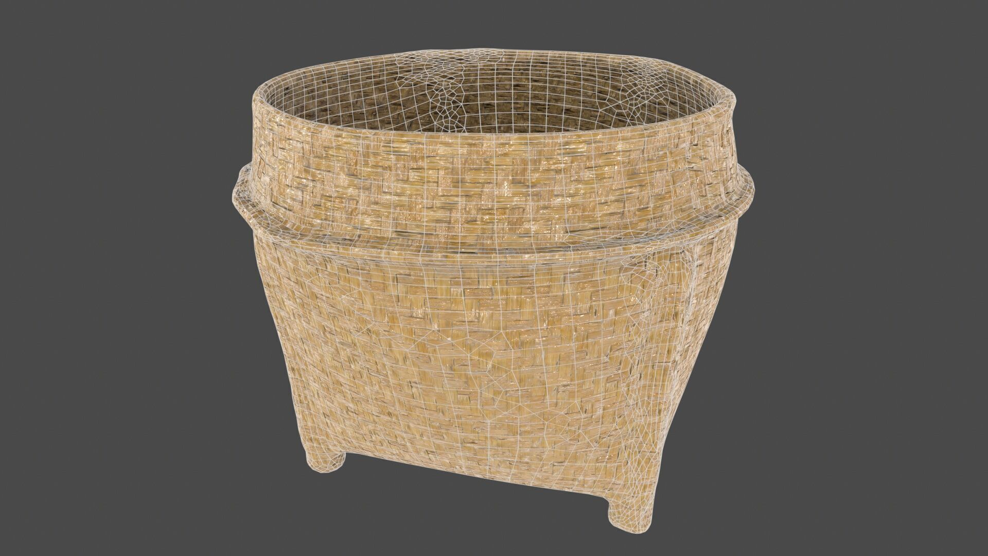 Wicker Basket Low-poly 3D model_8