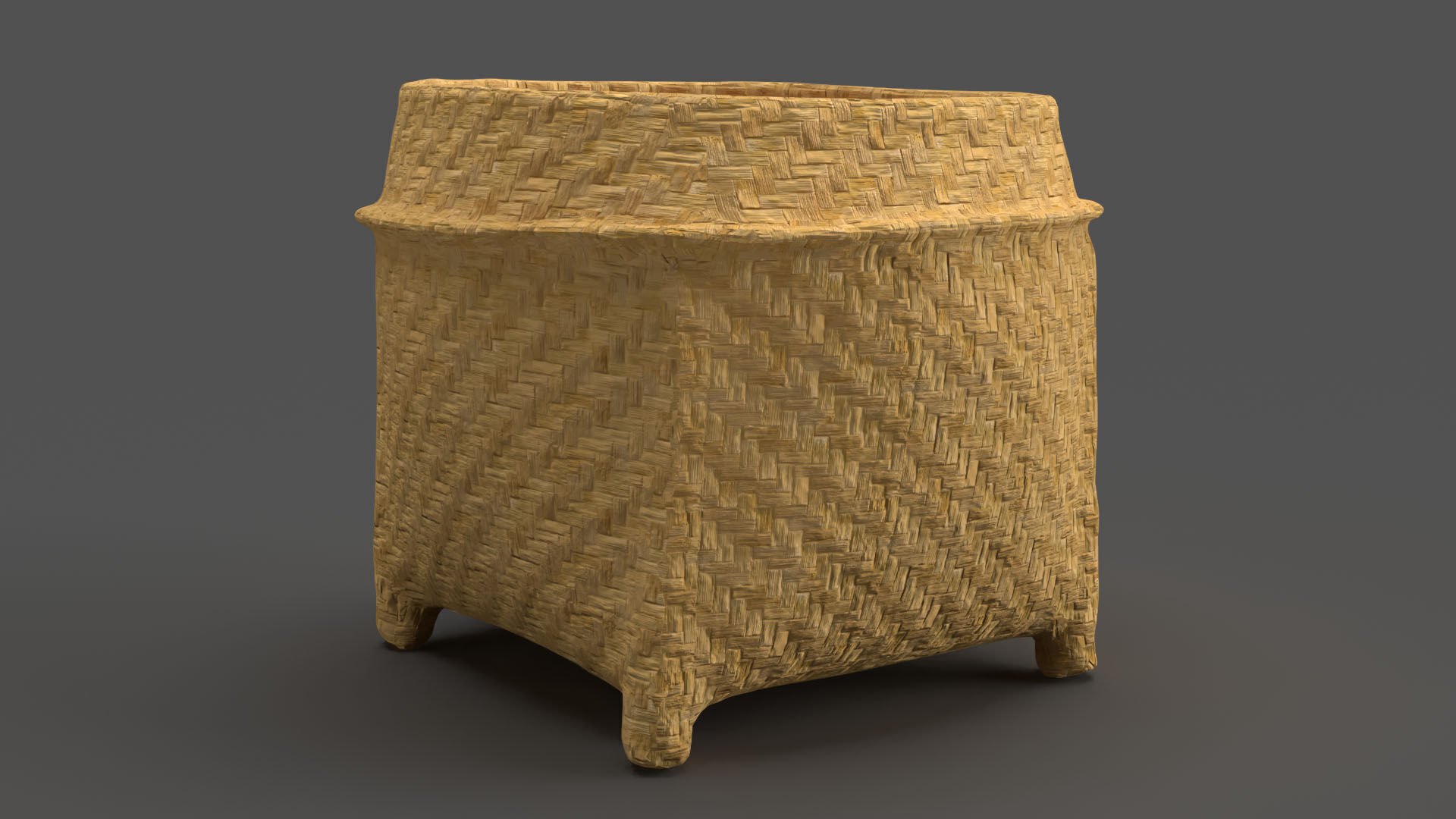 Wicker Basket Low-poly 3D model_4