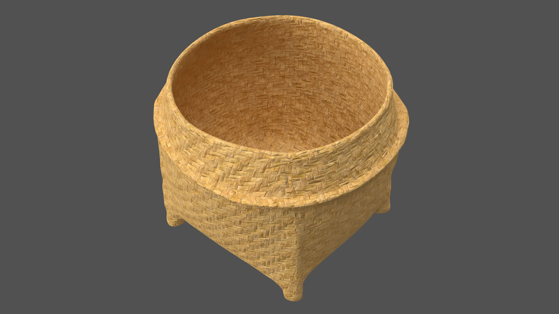 Wicker Basket Low-poly 3D model_6