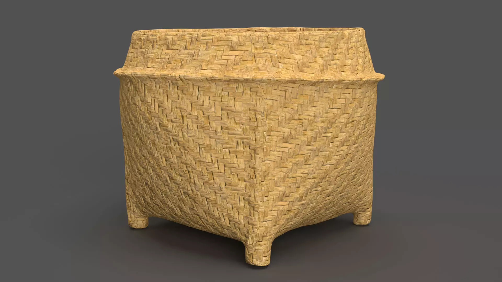 Wicker Basket Low-poly 3D model_0