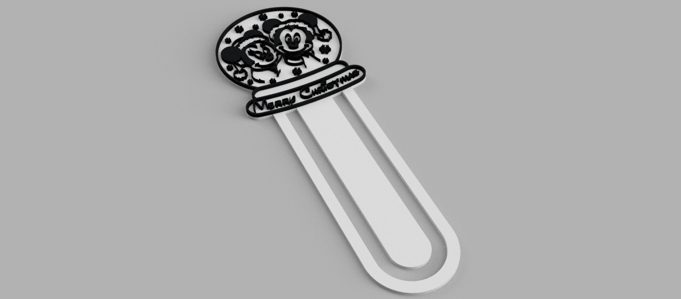 MICKEY MOUSE and Minnie Christmas Snow Globe Bookmark 3D print model_2