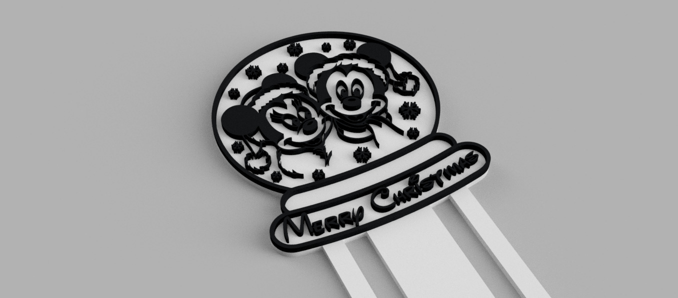 MICKEY MOUSE and Minnie Christmas Snow Globe Bookmark 3D print model_1