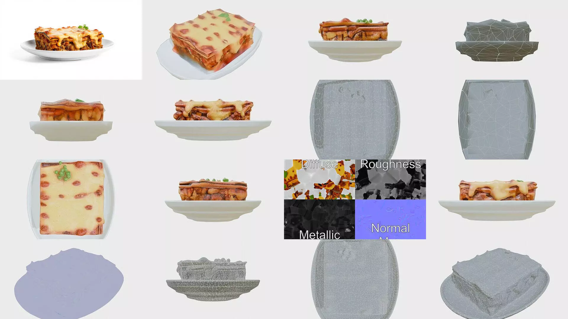 Fast Food Pack Pizza Fries Burgers 3D Model Collection_0