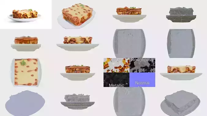 Fast Food Pack Pizza Fries Burgers 3D Model Collection