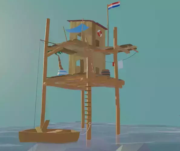 Sea Shack - Low Poly Low-poly 3D model