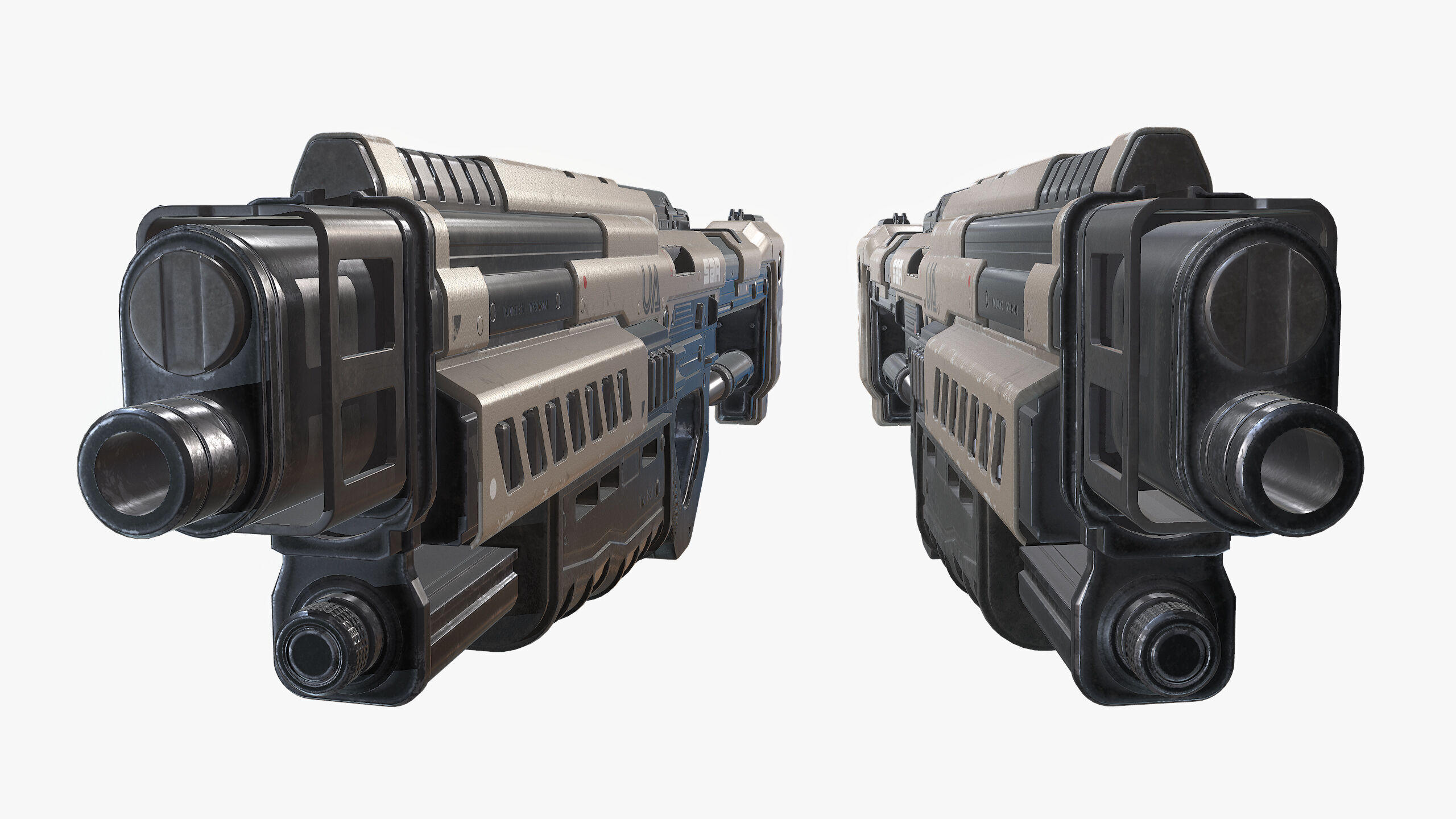 Sci Fi Shotgun Low-poly 3D model_14