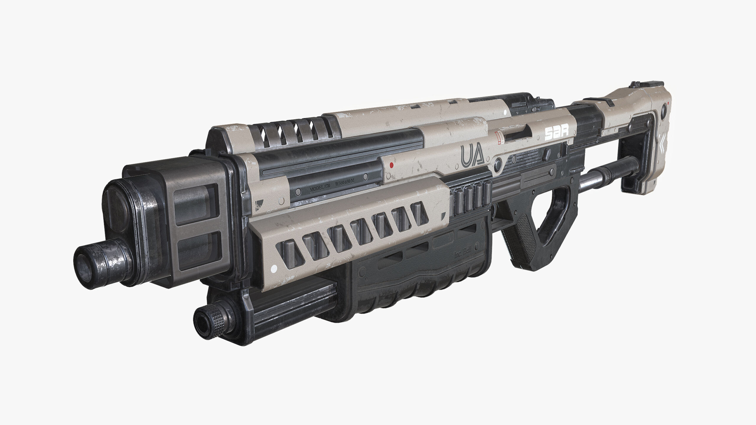 Sci Fi Shotgun Low-poly 3D model_2