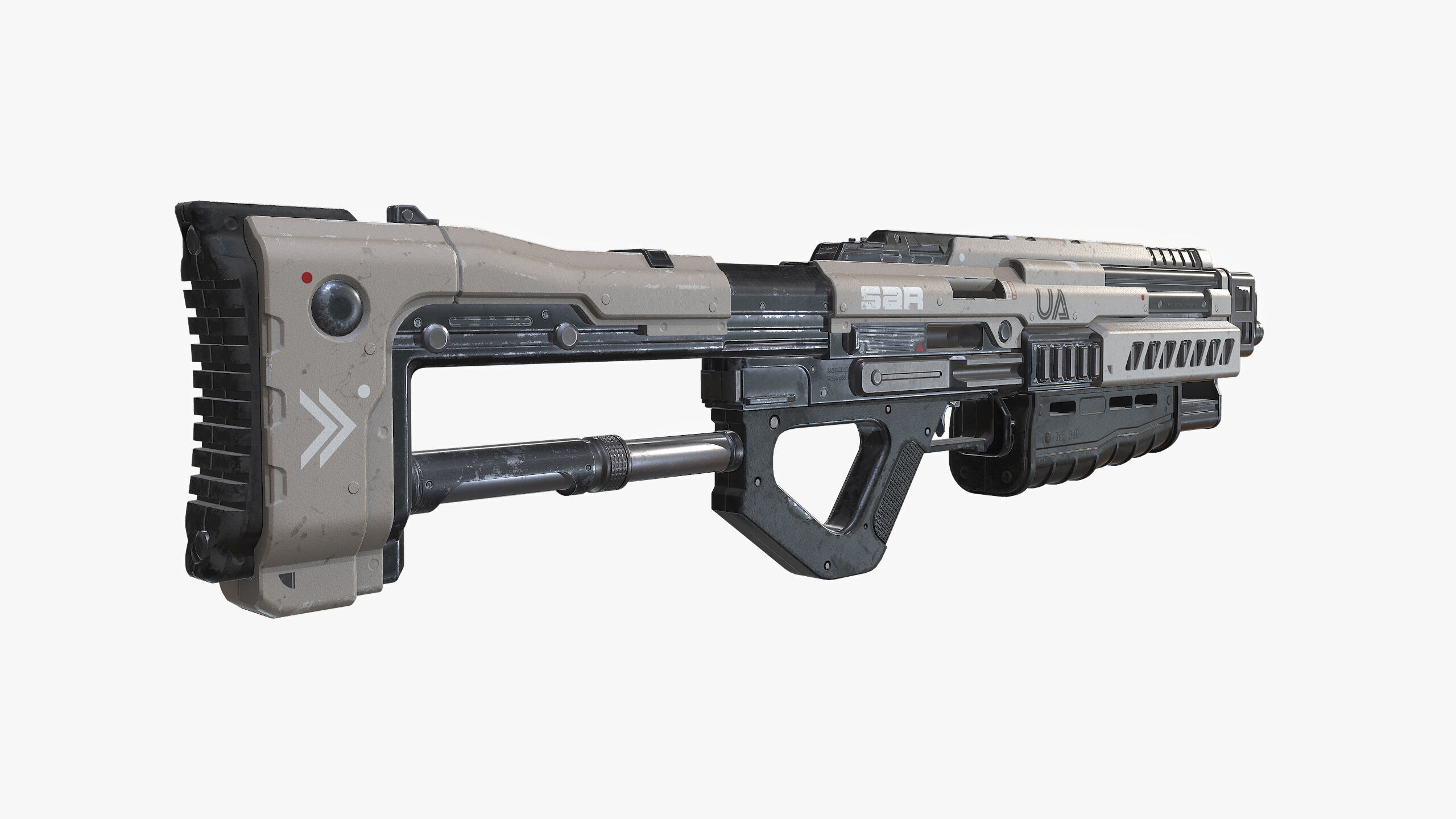 Sci Fi Shotgun Low-poly 3D model_5