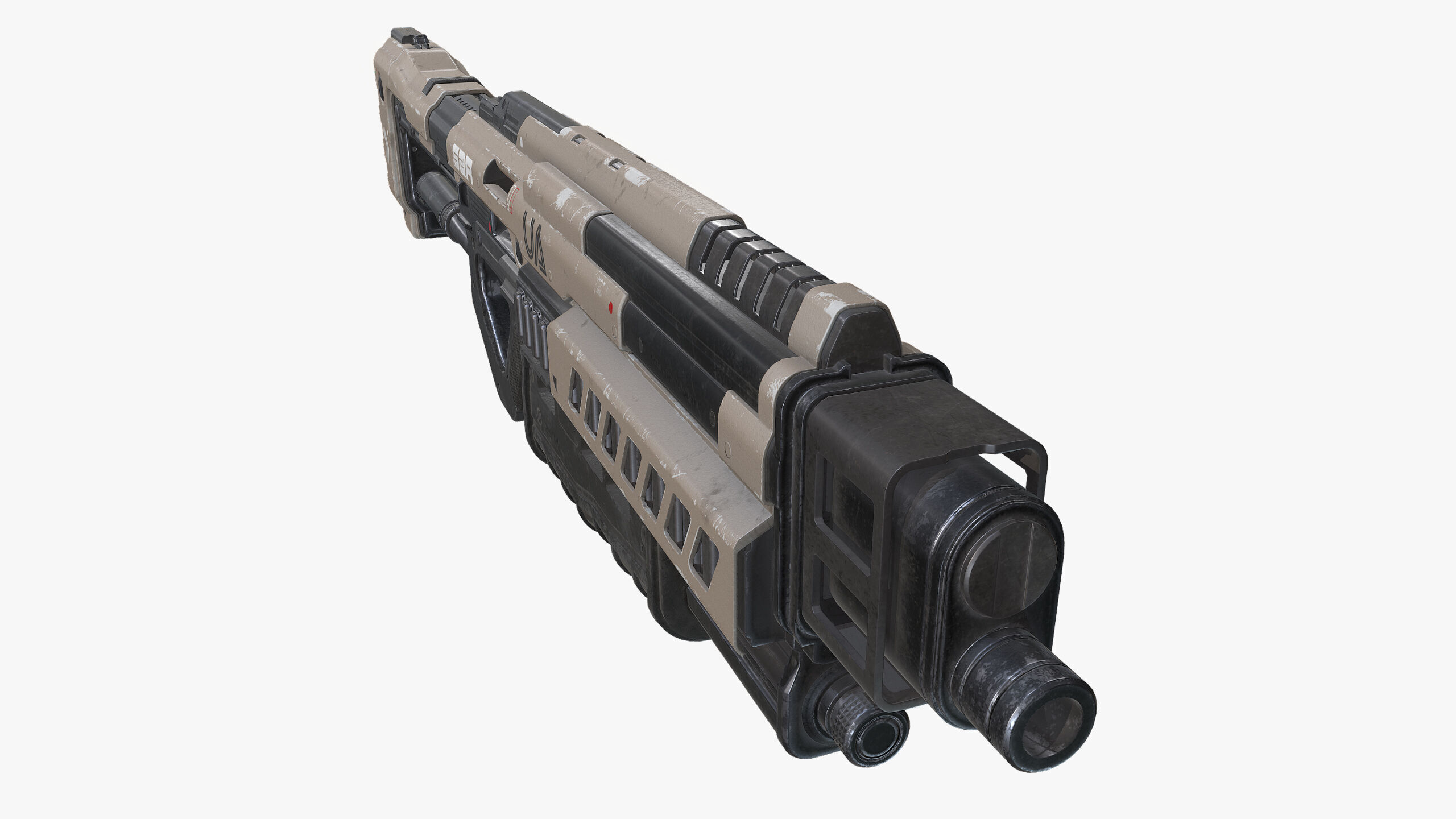 Sci Fi Shotgun Low-poly 3D model_12