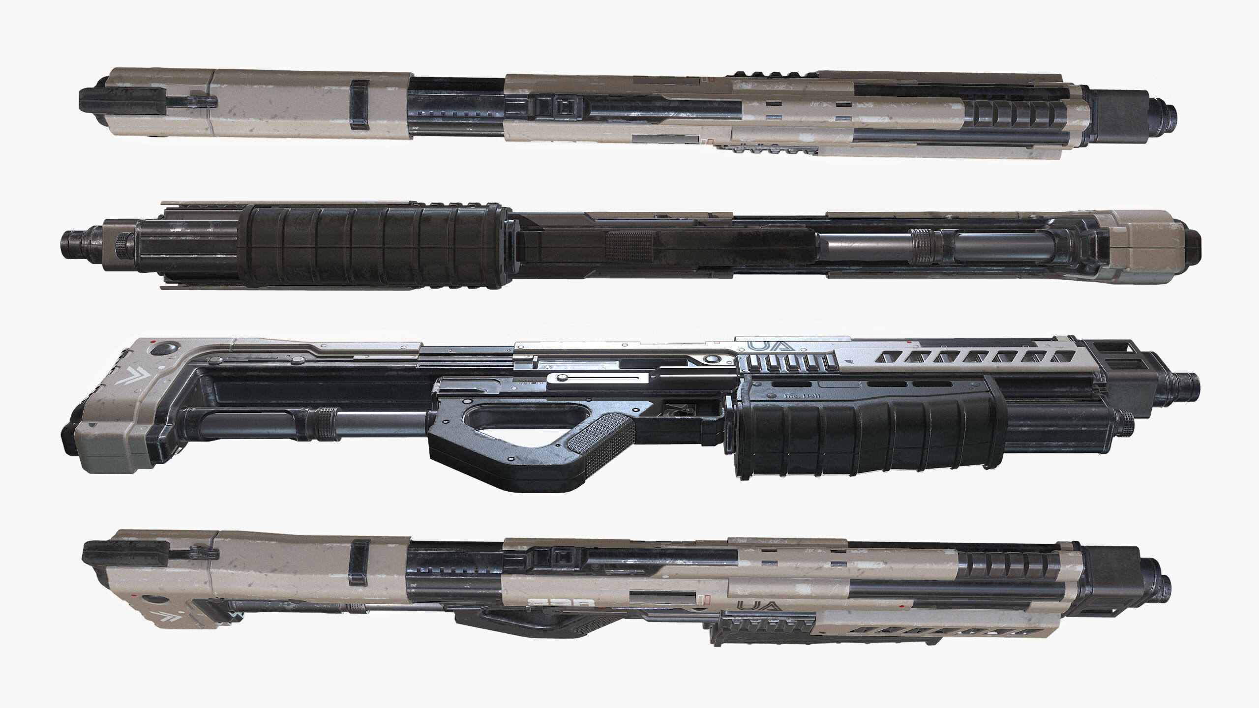 Sci Fi Shotgun Low-poly 3D model_9