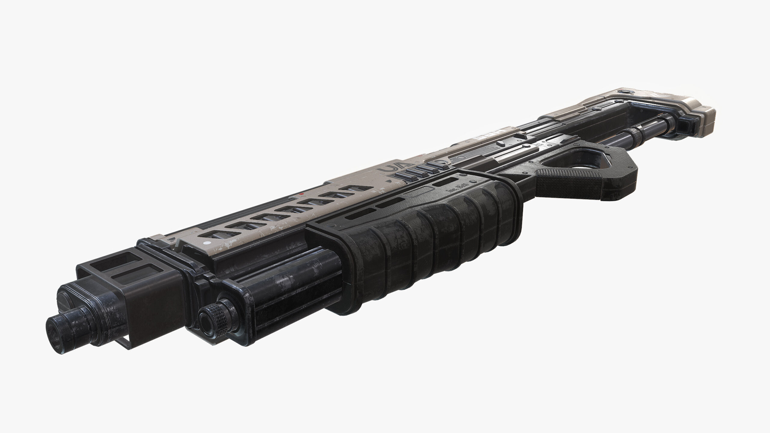 Sci Fi Shotgun Low-poly 3D model_17