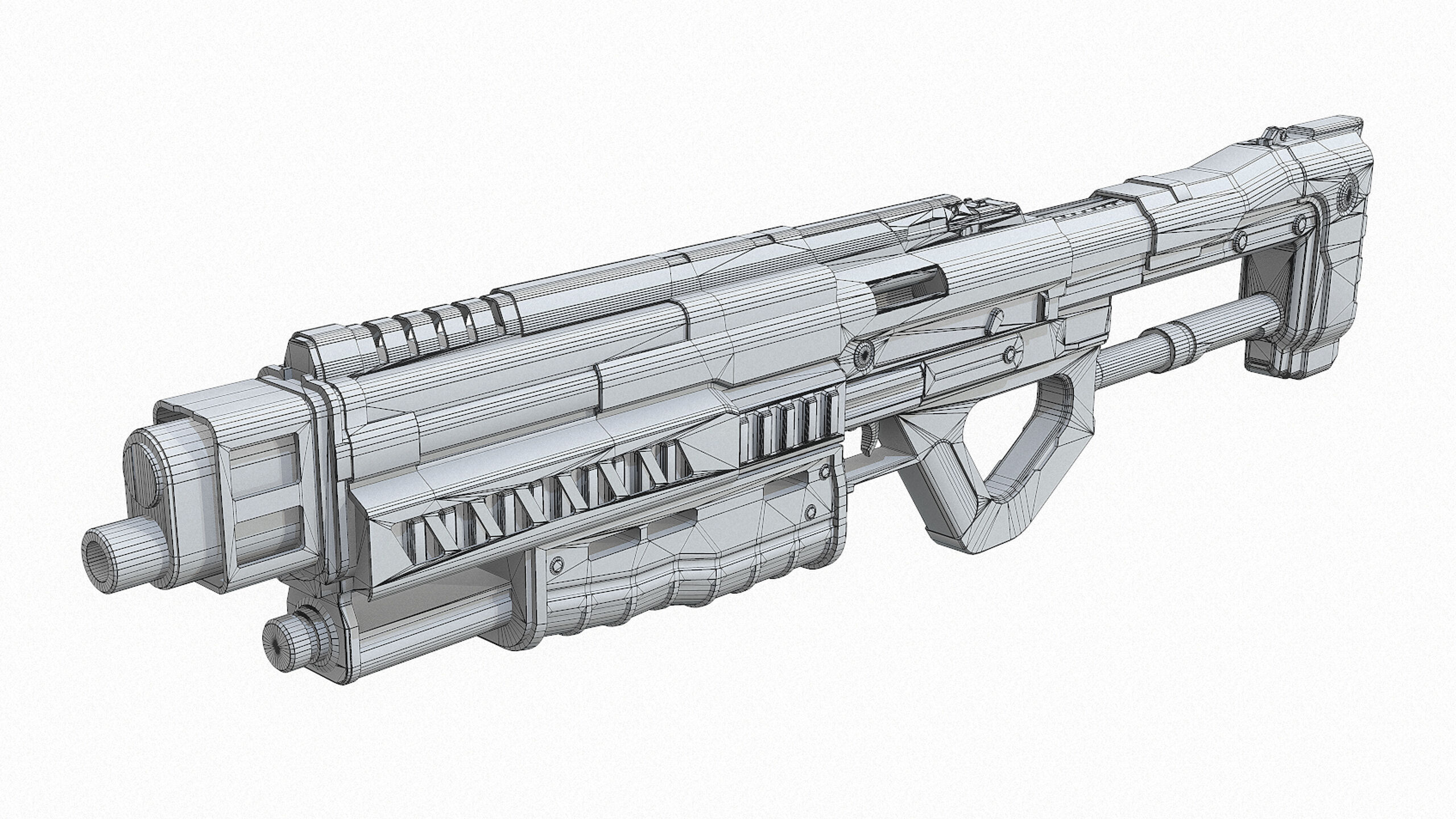 Sci Fi Shotgun Low-poly 3D model_26